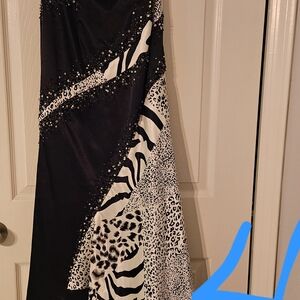 Elegant Black and White Animal Print Dress
